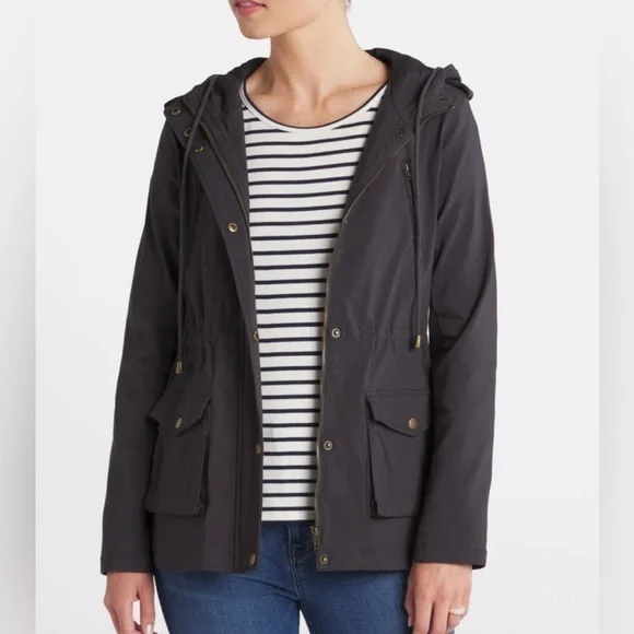 EDEN SOCIETY Holly Contrast Hood Cargo Jacket blue/gray size medium coat - Picture 1 of 13